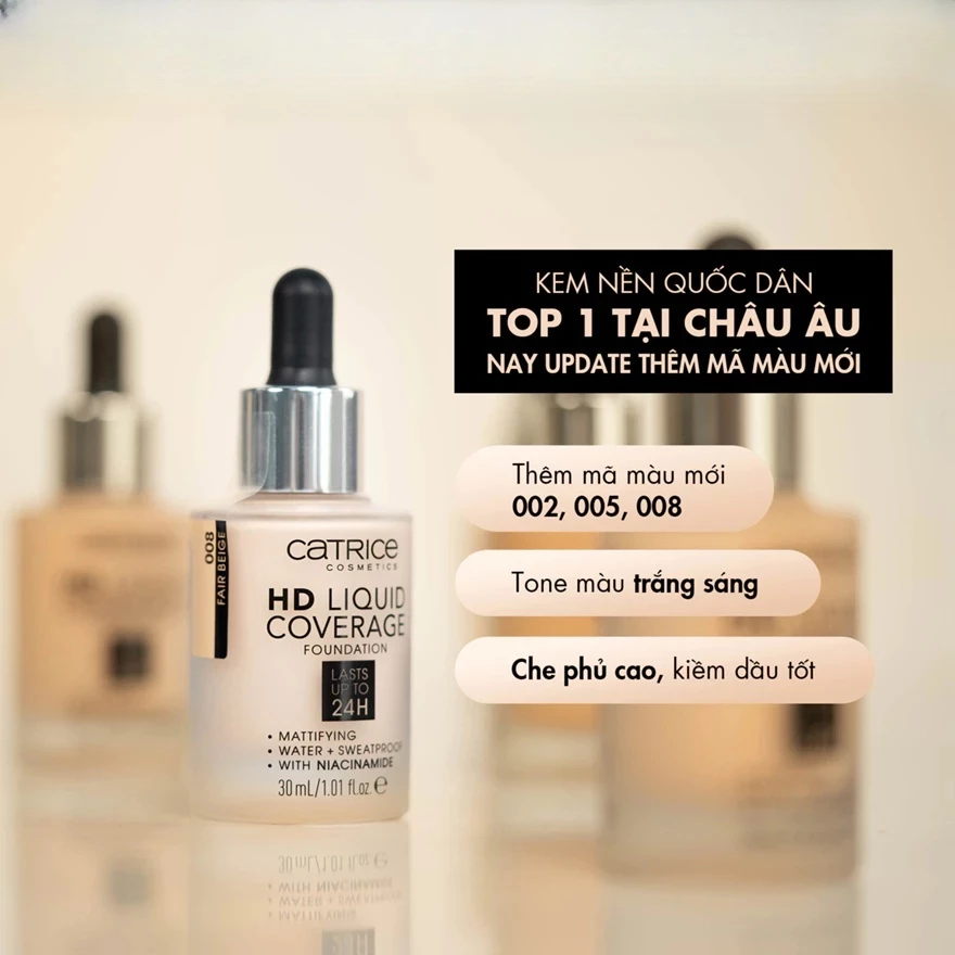 Kem Nền Catrice HD Liquid Coverage Foundation 30ml - HASpa 2025