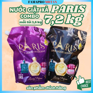 Combo 2 Túi Nước Giặt Xả PARIS  2in1 3.6kg/1 túi Giặt Máy - Giặt Tay, hương Lavender - Hoa Hồng