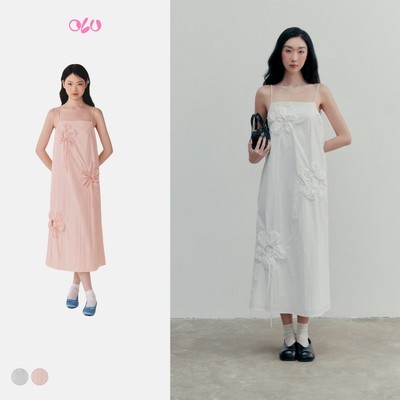 Đầm OLV hai dây dáng suông hoa nổi bản lớn tối giản Odessa nhiều màu phù hợp đi chơi đi biển