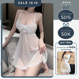 Váy ngủ ren xuyên thấu MUSA thiết kế có gọng nâng ngực cao cấp gợi cảm quyến rũ kèm chip xinh V035