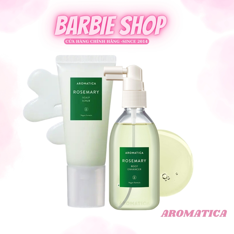 Tẩy Da Chết Da Đầu Aromatica 165G & Xịt dưỡng tóc Aromatica Rosemary Root Enhancer 100ml