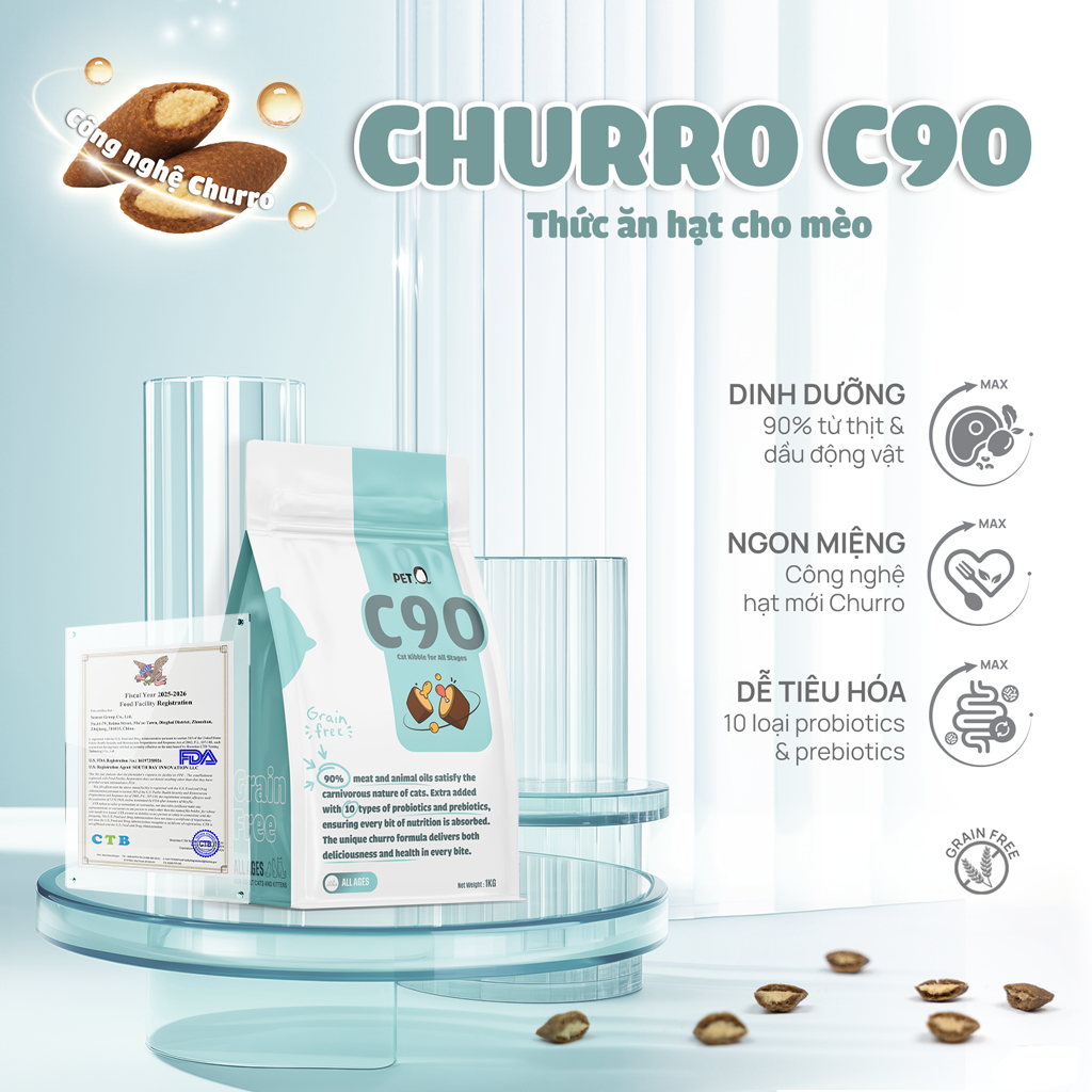 [1KG] Hạt PetQ Churro C90,C90U,C90K, Thức Ăn Hạt Pet Q Cho Mèo Dinh dưỡng