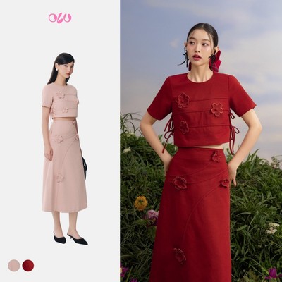 Set OLV áo và chân váy kiểu đính hoa Jannat Set nhiều màu