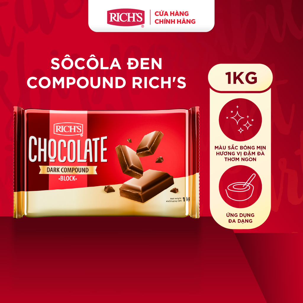 Sô-cô-la Compound Đen Rich's Thỏi 1Kg