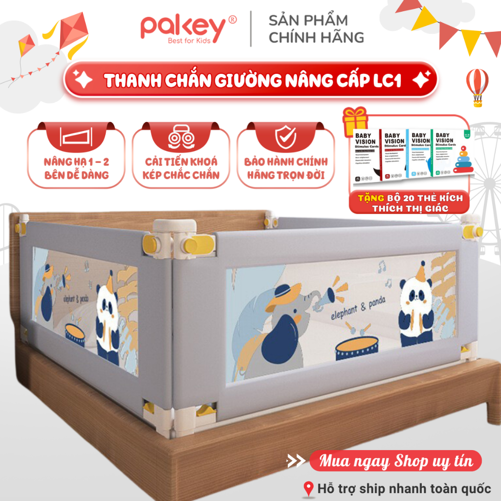 Thanh Chắn Giường Pakey - Thanh Chặn Giường Cho Bé Nâng Hạ 1 Bên Cao 105cm HÀNG CAO CẤP - Bảo Hành T