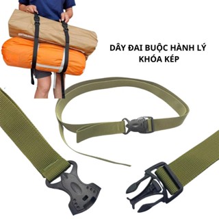 Dây đai buộc hành lý khóa kép, dây ràng cố định hàng hóa có vòng xách tay tiện lợi