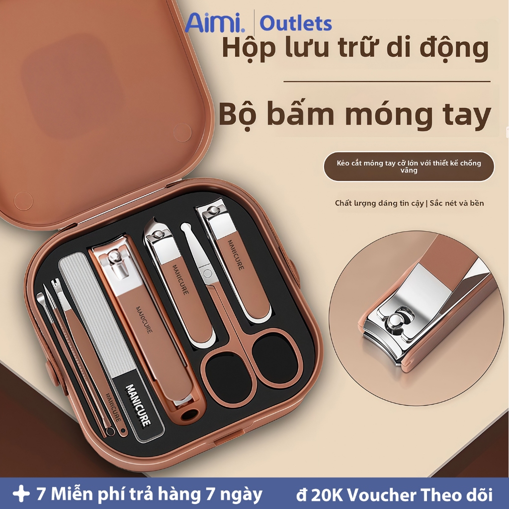 Bộ Dụng Cụ Bấm Móng Tay 7 món - Bộ Cắt, Bấm Dũa Móng Tay - Sét Dụng Cụ Làm Móng Chi Tiết Nail Care Cao Cấp