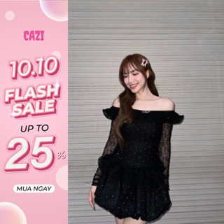 Cazi Ellie Dress - Váy trễ vai bèo ngực chân váy bồng