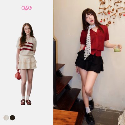 Chân váy OLV cạp trễ tầng xòe dễ thương Dimpy nhiều màu có quần trong phù hợp đi chơi, dạo phố