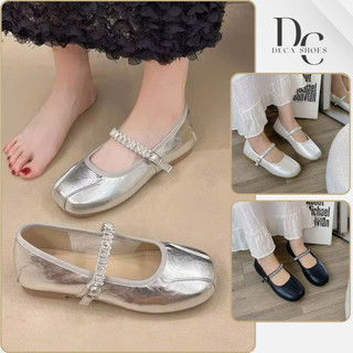  Giày bệt nữ mũi tròn quai đính đá xinh xắn giày da nữa bệt quai cài đính đá_Deaca Shoes 