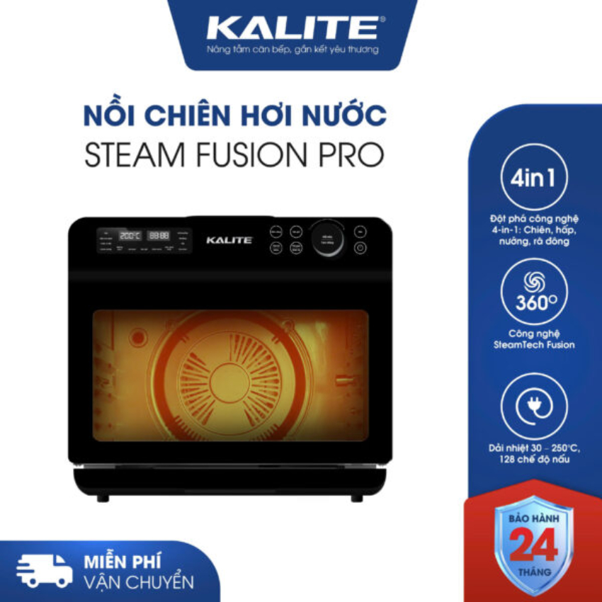 Nồi chiên hơi nước KALITE STEAM FUSION PRO, 4in1 chiên, hấp, nướng, rã đông, 20 lít