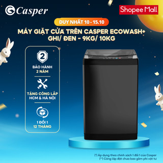 [Shopee - Lắp đặt 0Đ HN HCM] Máy giặt cửa trên Casper 9KG/ 10KG WT-9NB3 | WT-10NB3 | WT-E10NGR21 | WT-E9NGR21 - Đen/ Ghi