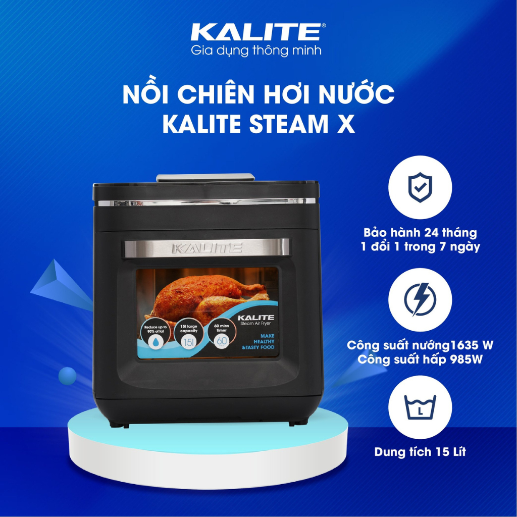 Nồi Chiên Hơi Nước Kalite Steam X , 9 Chế Độ Lập Trình Sẵn, Dung Tích 15 Lít, Hàng Chính Hãng Bảo Hà