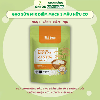 Gạo sữa mix diêm mạch quinoa hữu cơ organic Biobees ONFOD cho bé ăn dặm từ 6 tháng tuổi