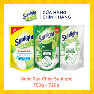  Nước Rửa Chén Bát Sunlight Túi 750g - 720g - Chanh 100 - Matcha Trà Nhật - Thiên Nhiên Lô Hội 