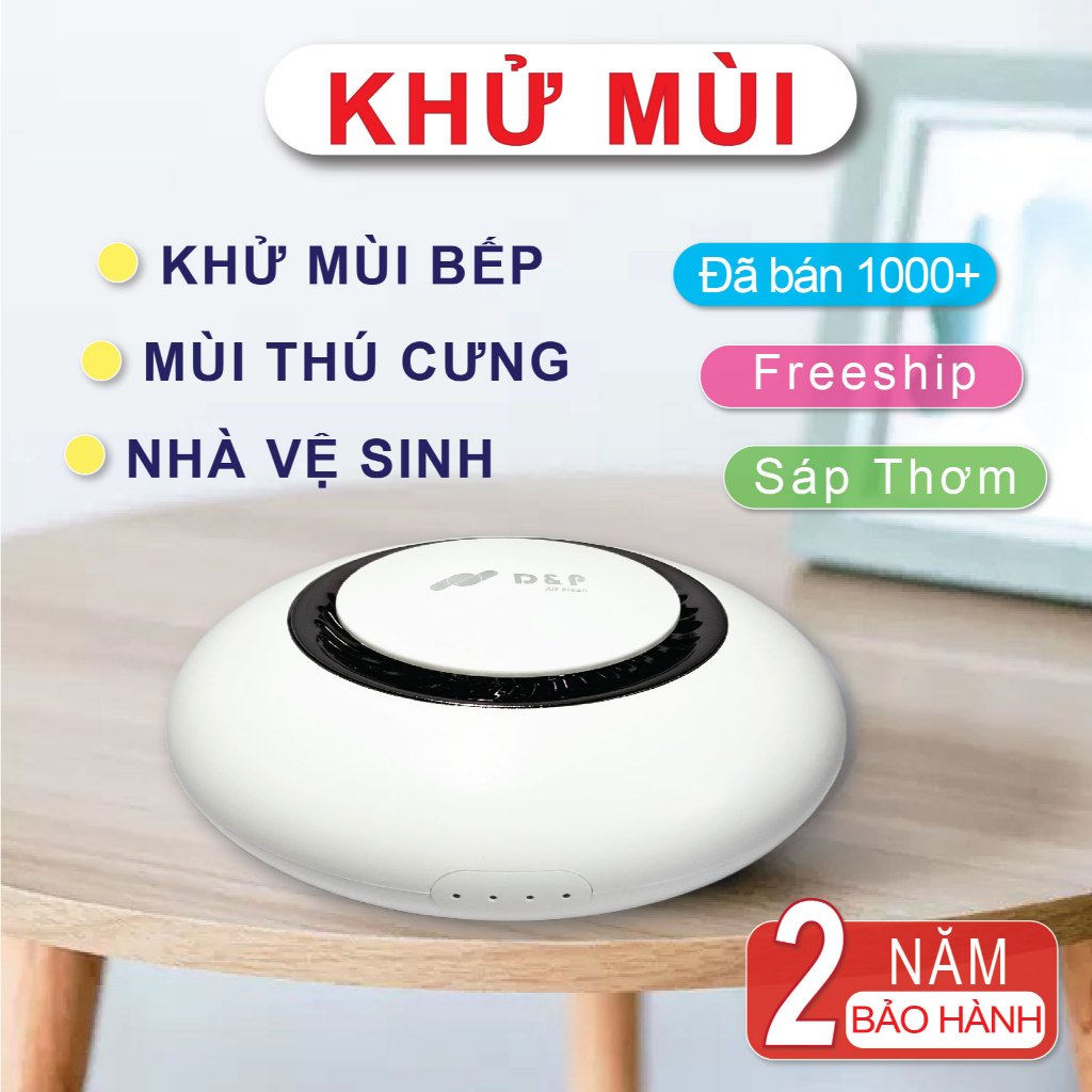 Máy lọc không khí khử mùi bếp nhà vệ sinh vật nuôi trong nhà bằng ion âm ozone, 4 chế độ, có sáp thơm, bảo hành 24 tháng