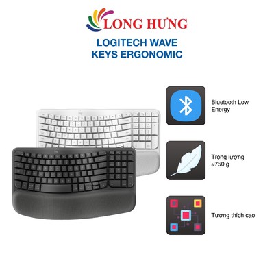 Bàn phím không dây Logitech Wave Keys Ergonomic - Hàng chính hãng