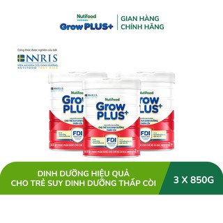  Combo 3 Sữa bột Nutifood GrowPLUS+ Đỏ  Suy Dinh Dưỡng  trên 2 tuổi  3 lon x 850g  - Grow Plus+ 