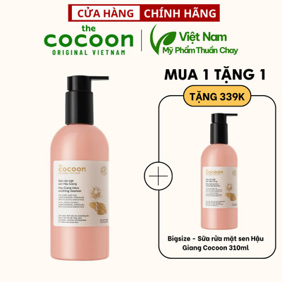Sữa rửa mặt sen Hậu Giang Cocoon 310ml Mỹ phẩm thuần chay