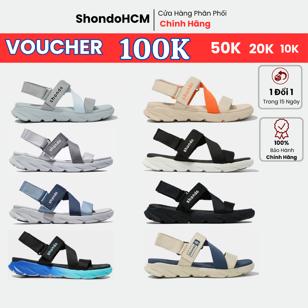 Giày Shondo Sandal Nam Nữ SHONDO F6 Sport  Thích Hợp Đi Học Đi Chơi Đi Làm Đế Bằng Cao 3cm Dép Xăng 