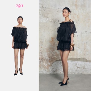  Set đầm voan xuyên thấu dáng babydoll phối jumpsuit 2 dây cá tính Primrose phù hợp đi tiệc OLV 