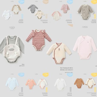 Nous Set 2 Body Chip, BodySuit Dài Tay, Vải Petit Cho Bé Trai Và Bé Gái Từ Sơ Sinh Nhiều Mẫu (Có Tách Set)