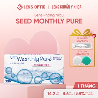 Lens SEED MonthlyPure moisture, Kính áp tròng 1 tháng trong suốt có độ -0.50 đến -12.00 - Lens Optic