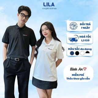 Áo polo đôi thêu tên theo yêu cầu - Áo thun cặp LiLa làm quà tặng sinh nhật, kỷ niệm cho bạn trai bạn gái