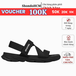 Giày Sandals Shondo Nam Nữ Unisex Êm Chân Quai Liền F6 Sport Đen F6SQuai liền đế bằng cao 3cm