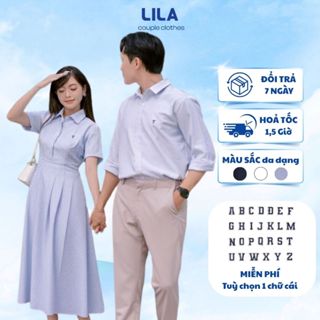 Set Áo & váy sơ mi dáng dài Harmony thêu logo tên người yêu – thiết kế thắt eo vải Oxford thanh lịch mặcđi làm, đi chơi