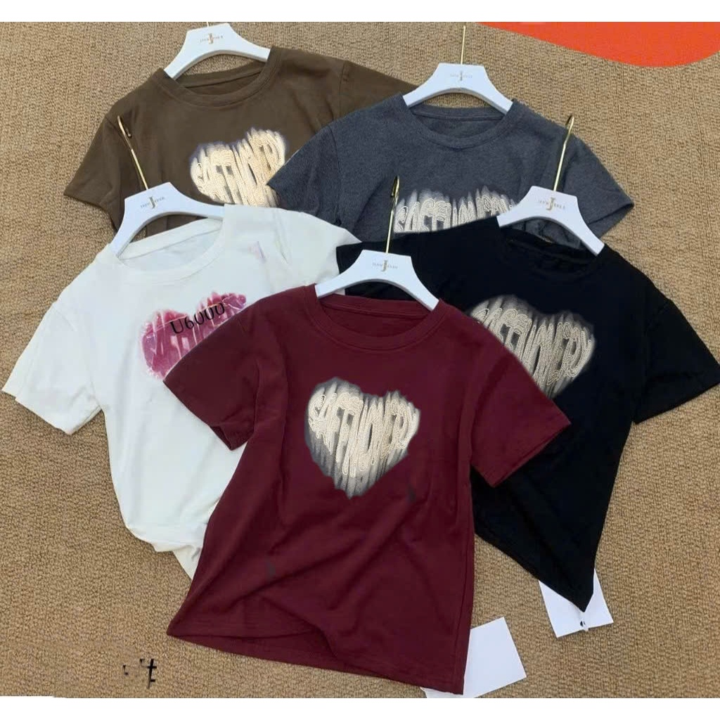 Áo Thun Nữ FMSTYLE In Hình Trái Tim Cotton Co Giãn – Form Babytee, Thoáng Mát, Dễ Phối Đồ 25091445