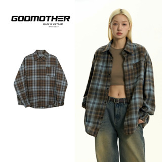 Áo Sơmi Dài Tay Flannel GODMOTHER Sơ Mi Nam Nữ Kẻ Caro Thoáng Mát Tay Dài Phong Cách Hàn Quốc 2025