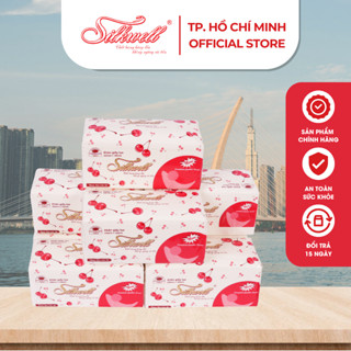  Combo 10 gói giấy rút lụa Silkwell Cherry 280 tờ 2 lớp dai mịn khăn giấy ăn cao cấp an toàn cho gia đình bạn 