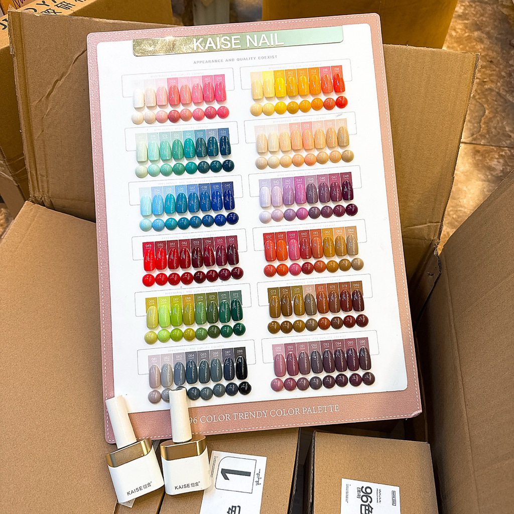 Set sơn Kaise 96 màu TONE ĐỤC bảng chữ nhật đứng - chất sơn đặc mướt - tặng kèm bảng màu và base top