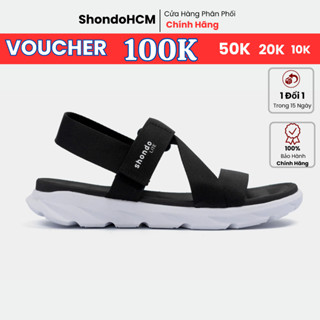  Giày Sandal Nam Nữ F6S Lite Thoải Mái Nhẹ Êm Shondo Nhiều Màu Đế Bằng Màu Đế Trắng Quai Đen 