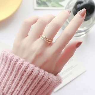 Nhẫn Titan Nữ Kiểu 2 Vòng Hở - Titan Không Đen Chống Dị Ứng Bilyshop TT 2616