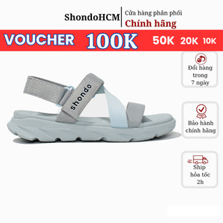  Shondo nam nữ giày sandals F6 Sport Đế Xám Phối Quai Xanh Da Trời F6S đế bằng cao 3cm 