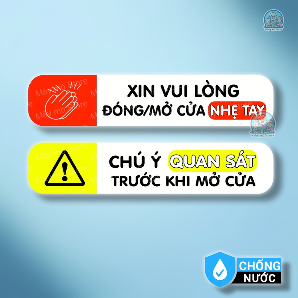 Tem Dán Xe Đóng Mở Cửa Nhẹ Tay – Chú Ý Quan Sát – Decal Ô Tô, Miếng Dán Tay Nắm Cửa Chống Nước