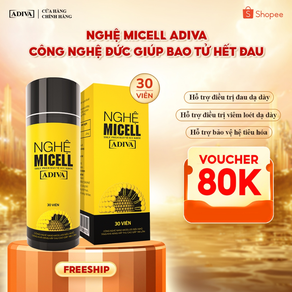Nghệ Micell ADIVA 30 Viên- Hỗ Trợ Các Vấn Đề Về Đau Bao Tử, Dạ Dày