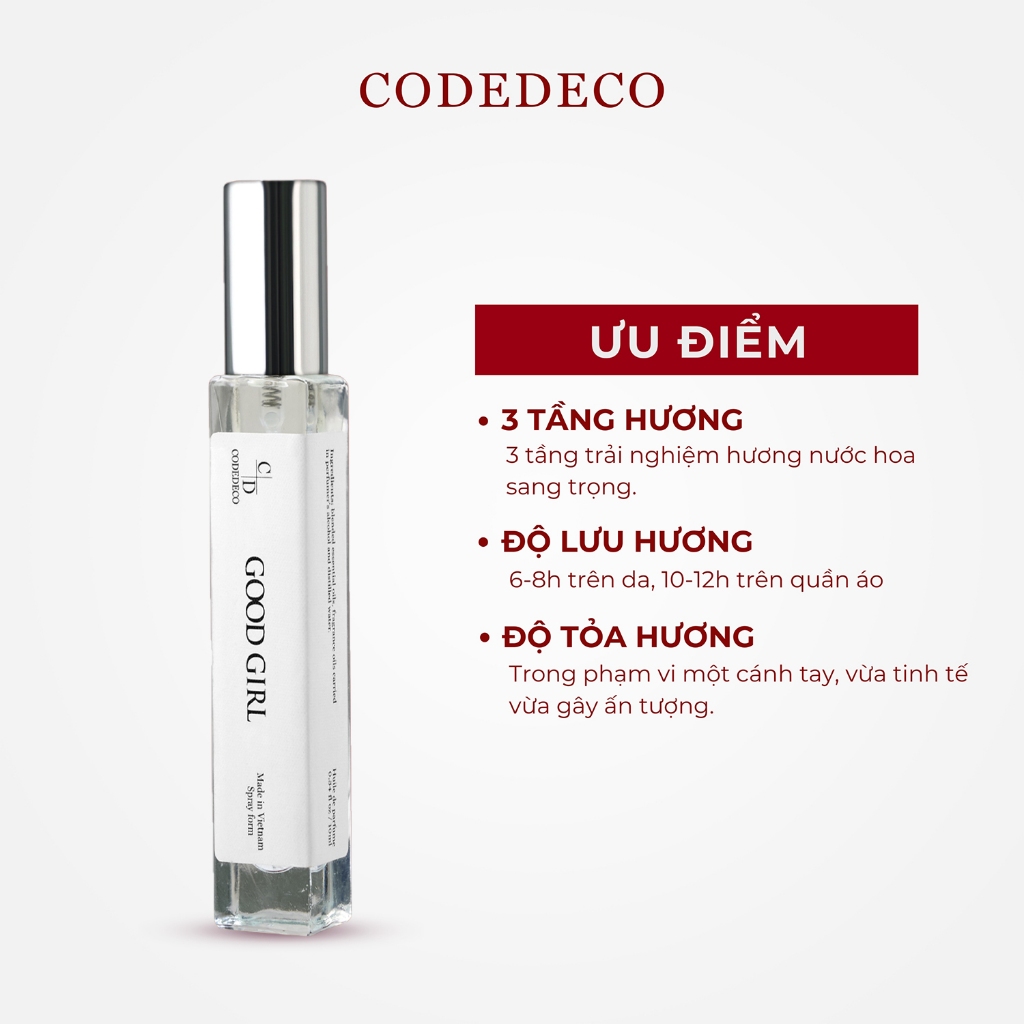 Tinh dầu nước hoa CODEDECO Good Girl 10ml dạng xịt