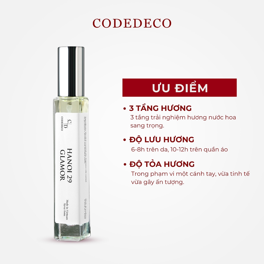 Tinh dầu nước hoa nữ CODEDECO Hanoi 29 - 10ml dạng xịt tiện lợi | BigBuy360 - bigbuy360.vn