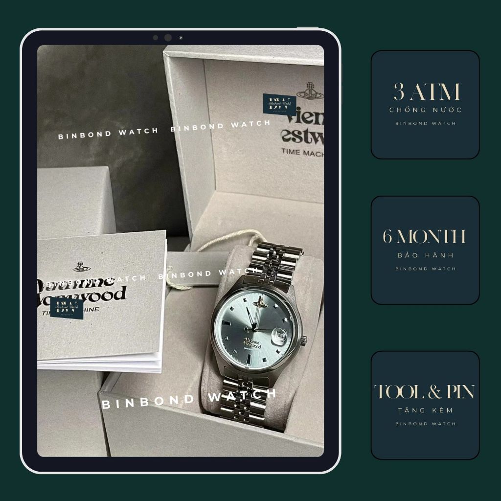 Đồng Hồ Nữ Vivien West W17 Mặt Xanh Size 29mm 36mm, Đồng Hồ Sang Trọng Dây Thép Mặt Tròn Fullbox Phù Hợp Làm Quà BH 12T