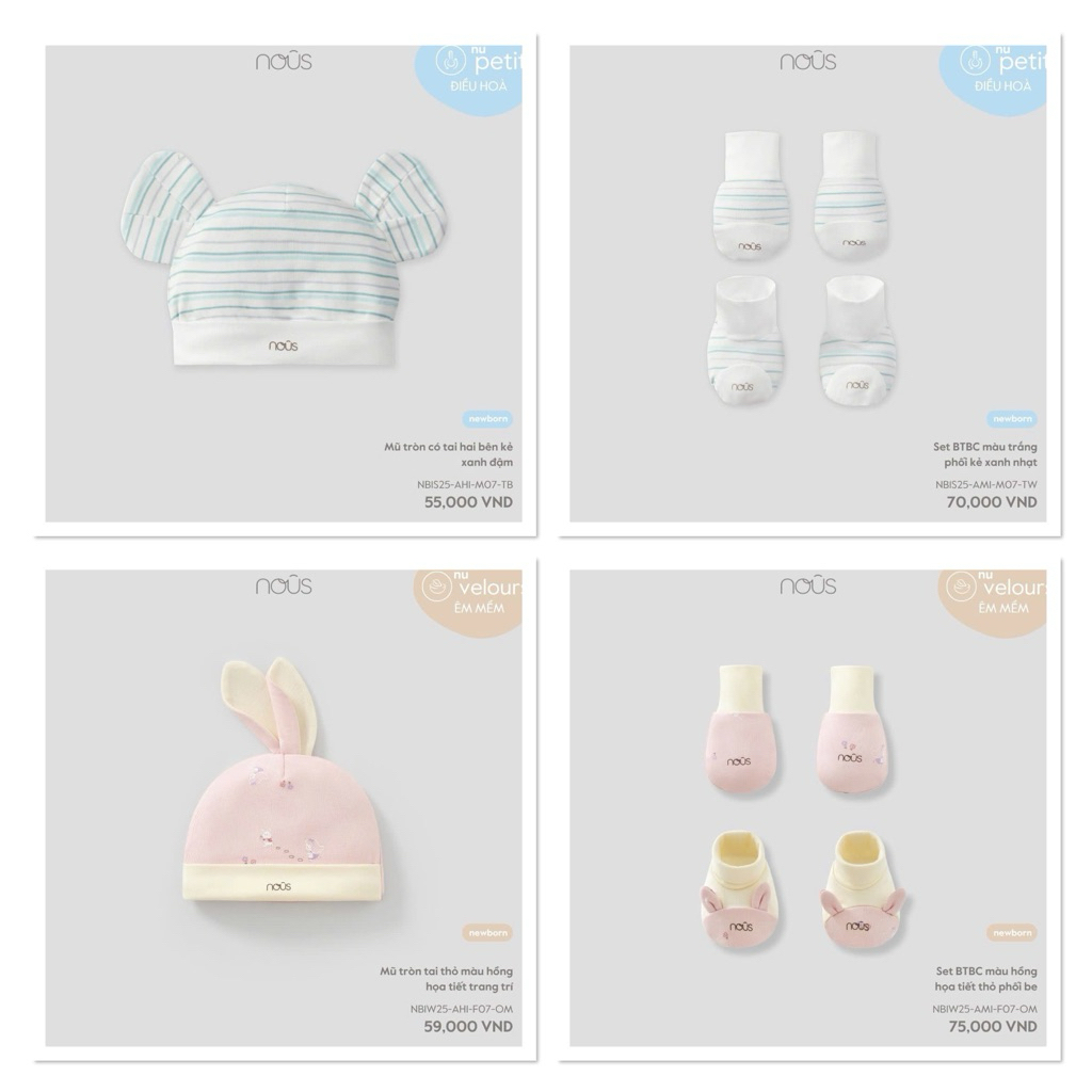 [ Nous ] Phụ kiện nous cho bé trai, bé gái mềm mại nhiều màu  sắc, họa tiết  ngộ  nghĩnh