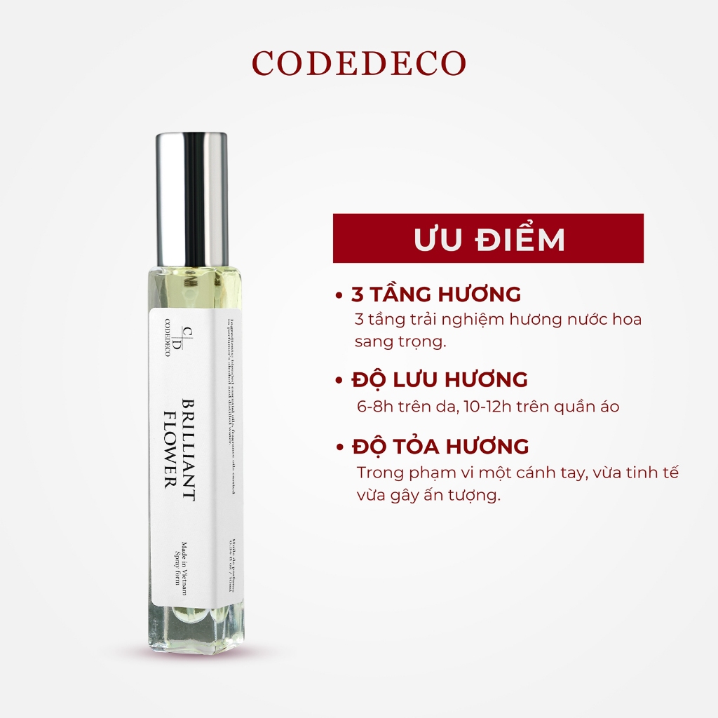 Tinh dầu nước hoa nữ CODEDECO Brilliant Flower 10ml