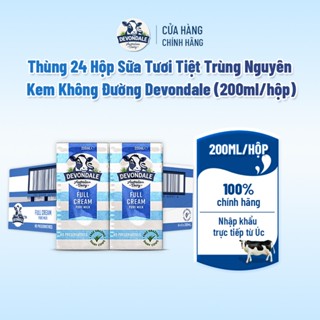 Thùng 24 Hộp Sữa Tươi Tiệt Trùng Nguyên Kem Không Đường Devondale (200ML/Hộp)