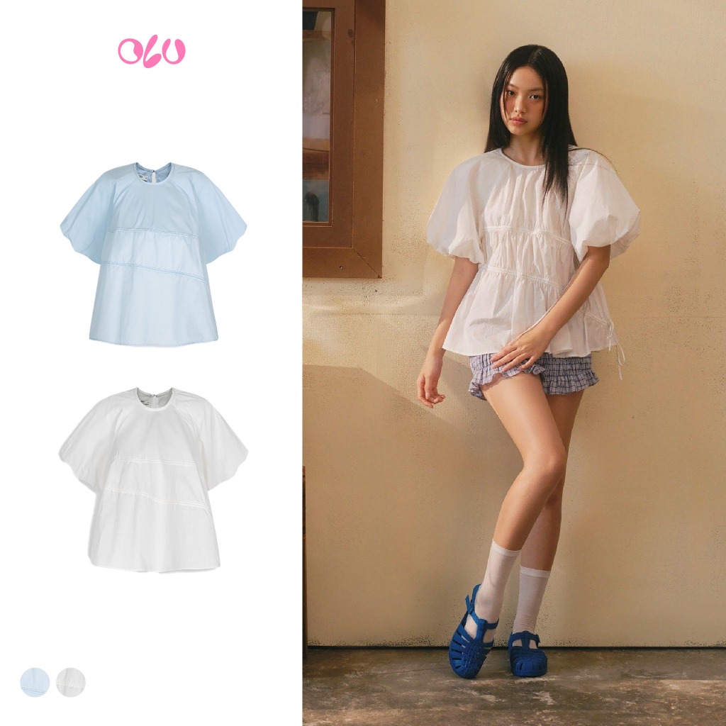 Áo OLV kiểu nữ suông tay bồng Babydoll Puff Sleeve Shirt nhiều màu dễ thương trẻ trung | BigBuy360 - bigbuy360.vn