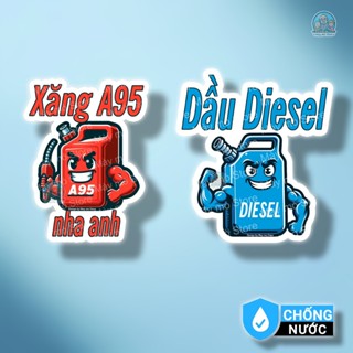 Tem Dán Nắp Bình Xăng Ô Tô A95 – Dầu Diesel – Decal Dán Ô Tô Sticker Dầu Chống Nước – Mày Mò Store