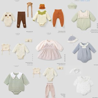 Nous Set Body Bodysuit Kèm Mũ, Bộ Liền Thân Dài Tay Cho Bé Trai Bé Gái Đáng Yêu Cho Bé Từ Sơ Sinh Có Hộp Đẹp