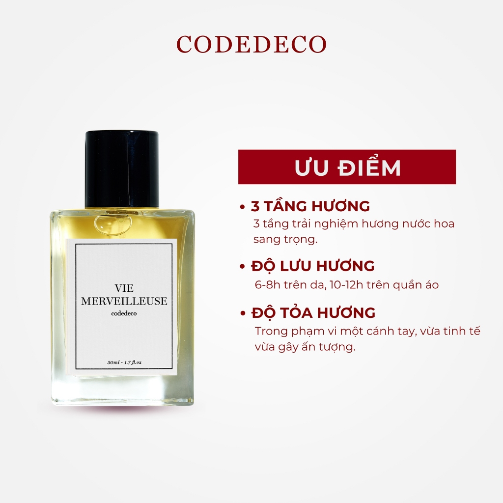 Tinh dầu nước hoa nữ CODEDECO Vie Merveilleuse 50ml