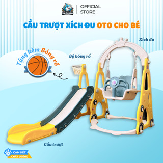 Cầu Trượt Xích Đu Pakey ÔTÔ, Tên Lửa Cầu Trượt Cho Bé TẶNG KÈM BÓNG RỔ Chịu tải 50kg Hàng Dày Dặn